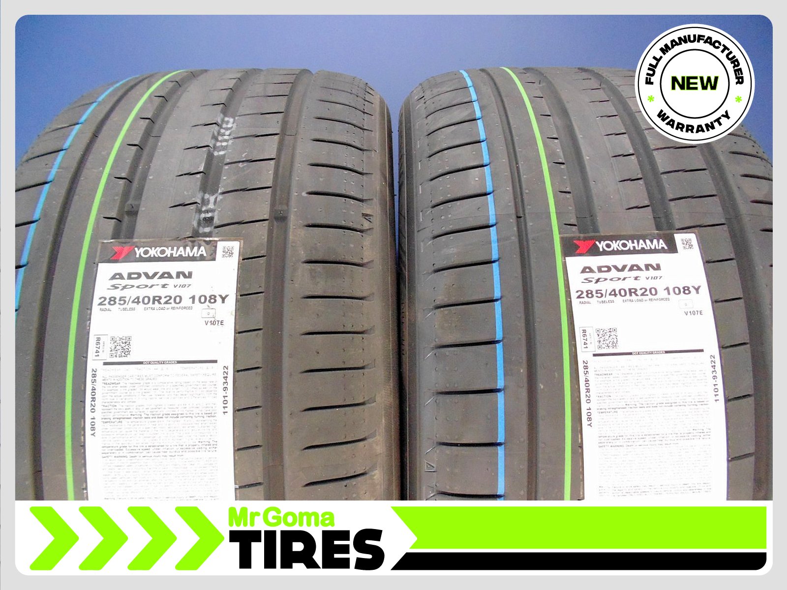 ヨコハマタイヤ２８５４０２０アドバンスポーツv107ベンツbmw 2 BRAND NEW 285/40R20 YOKOHAMA ADVAN SPORT V107 XL 108Y 2854020